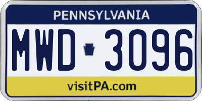PA license plate MWD3096