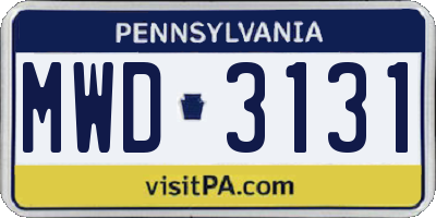 PA license plate MWD3131