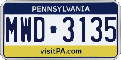 PA license plate MWD3135