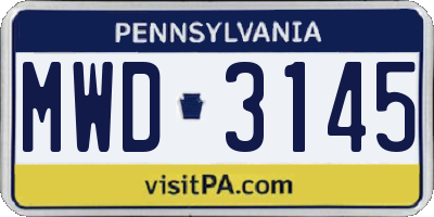 PA license plate MWD3145