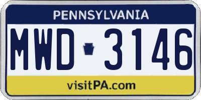PA license plate MWD3146