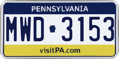 PA license plate MWD3153
