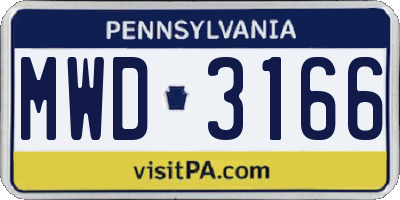 PA license plate MWD3166