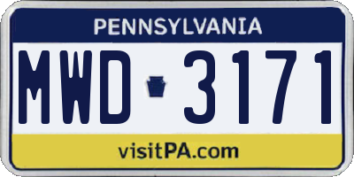 PA license plate MWD3171