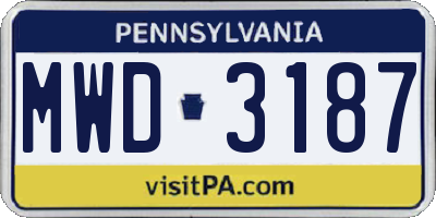 PA license plate MWD3187