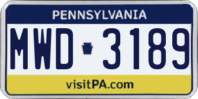 PA license plate MWD3189
