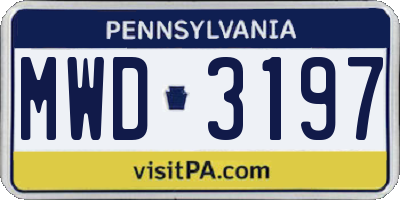 PA license plate MWD3197