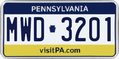 PA license plate MWD3201