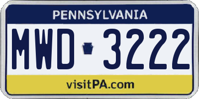 PA license plate MWD3222