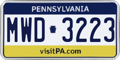 PA license plate MWD3223