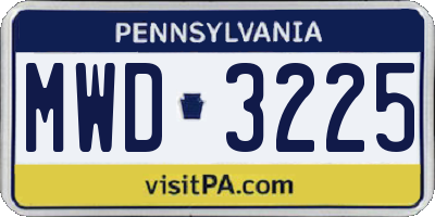 PA license plate MWD3225