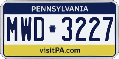 PA license plate MWD3227