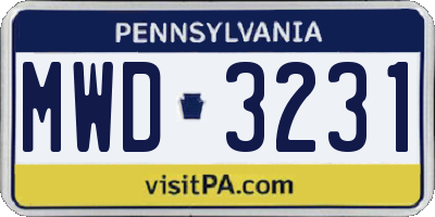 PA license plate MWD3231