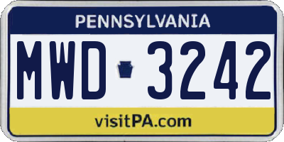 PA license plate MWD3242