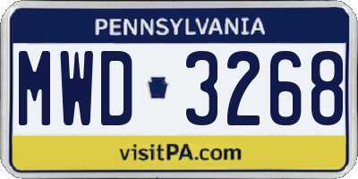 PA license plate MWD3268