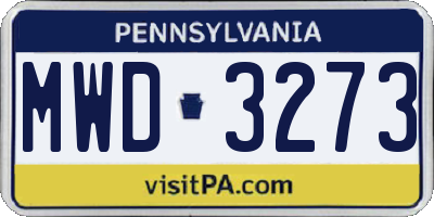 PA license plate MWD3273