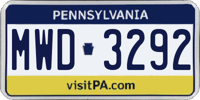 PA license plate MWD3292