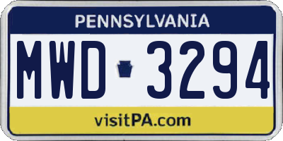 PA license plate MWD3294
