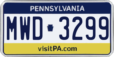 PA license plate MWD3299