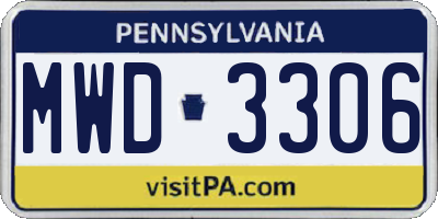PA license plate MWD3306