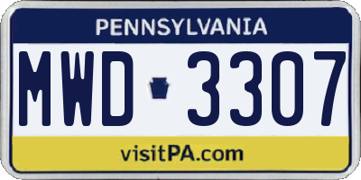 PA license plate MWD3307