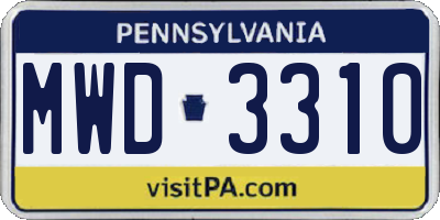 PA license plate MWD3310