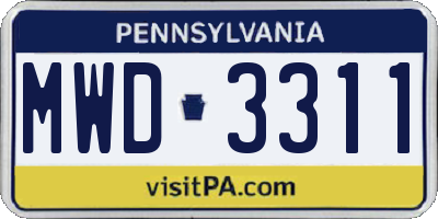 PA license plate MWD3311