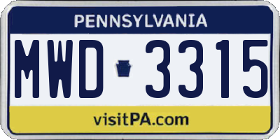 PA license plate MWD3315