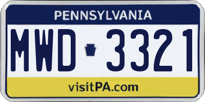 PA license plate MWD3321