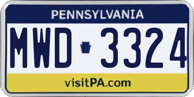 PA license plate MWD3324