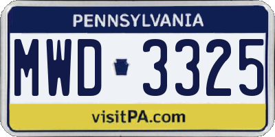 PA license plate MWD3325