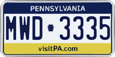 PA license plate MWD3335