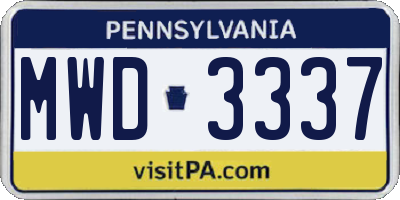 PA license plate MWD3337