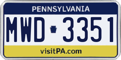 PA license plate MWD3351