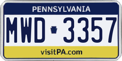 PA license plate MWD3357