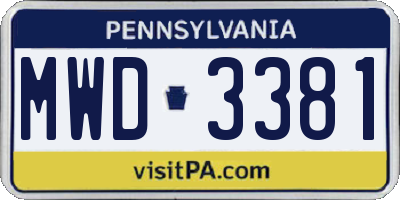 PA license plate MWD3381