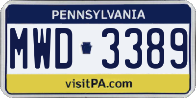 PA license plate MWD3389