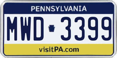 PA license plate MWD3399