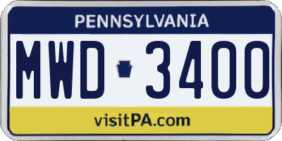 PA license plate MWD3400