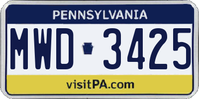 PA license plate MWD3425
