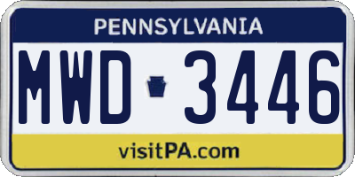PA license plate MWD3446