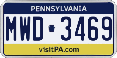 PA license plate MWD3469