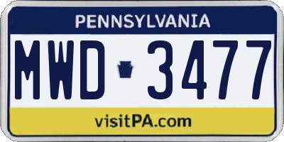 PA license plate MWD3477