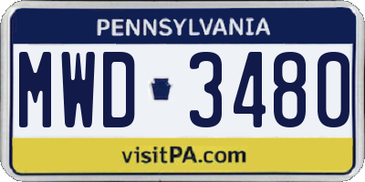 PA license plate MWD3480