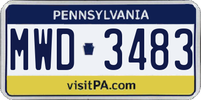 PA license plate MWD3483