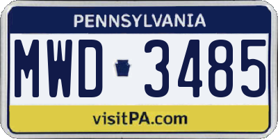 PA license plate MWD3485