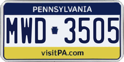 PA license plate MWD3505