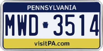 PA license plate MWD3514