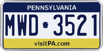 PA license plate MWD3521