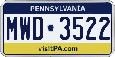 PA license plate MWD3522